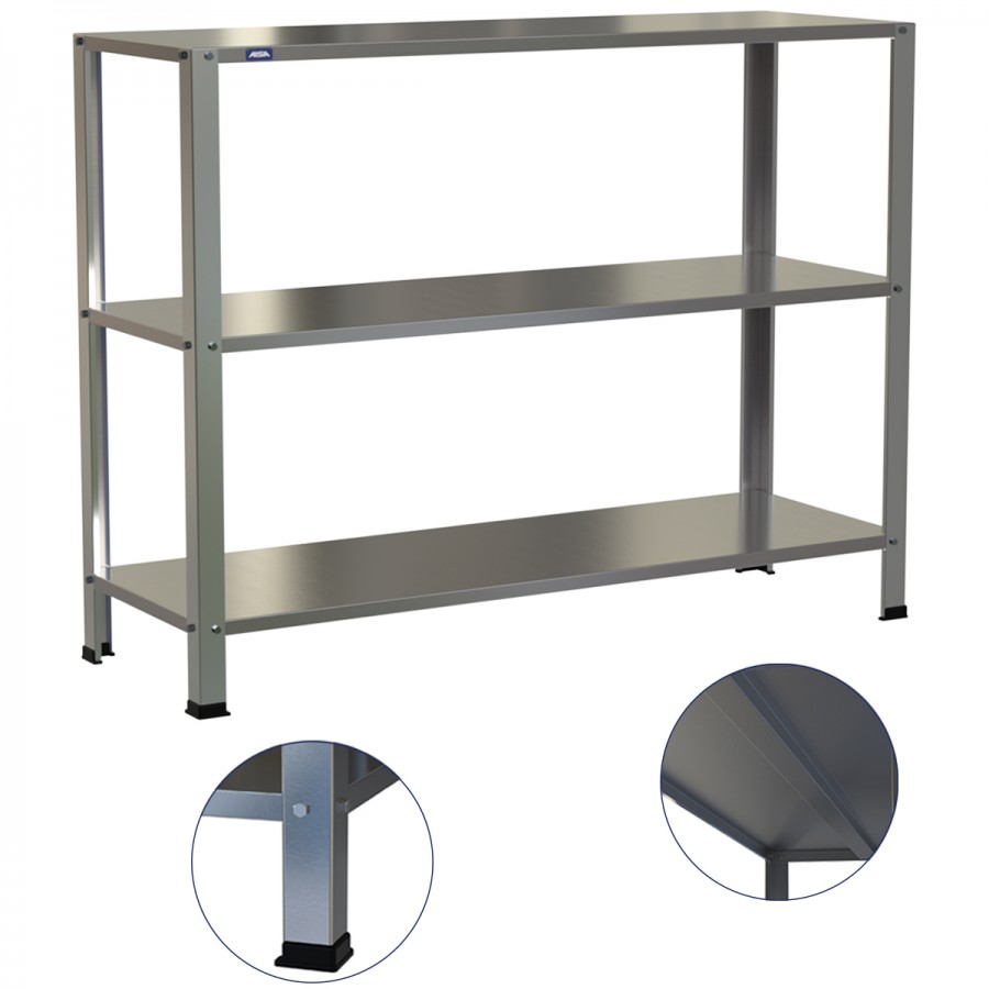 Estante Armário Prateleira Inox 3 Bandejas 400 X 1200 Aisa
